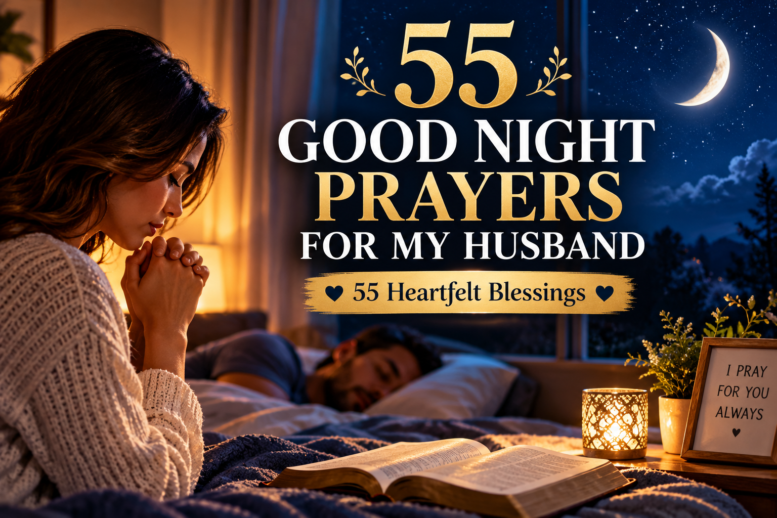Good night prayers for my husband with peaceful nighttime background